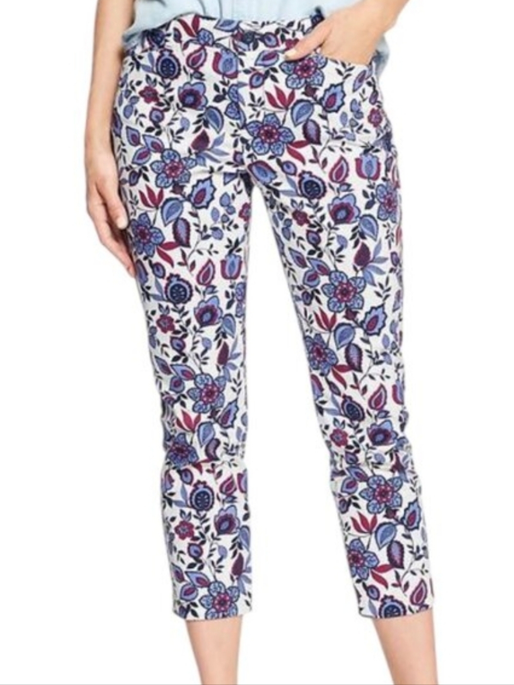 Gap Slim City Khakis Floral Cropped Stretch 10 Pants Ankle